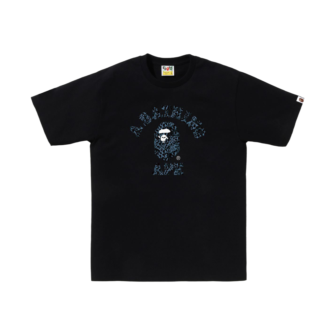 - BAPE Wild Leopard Pattern College T-Shirt Black Navy