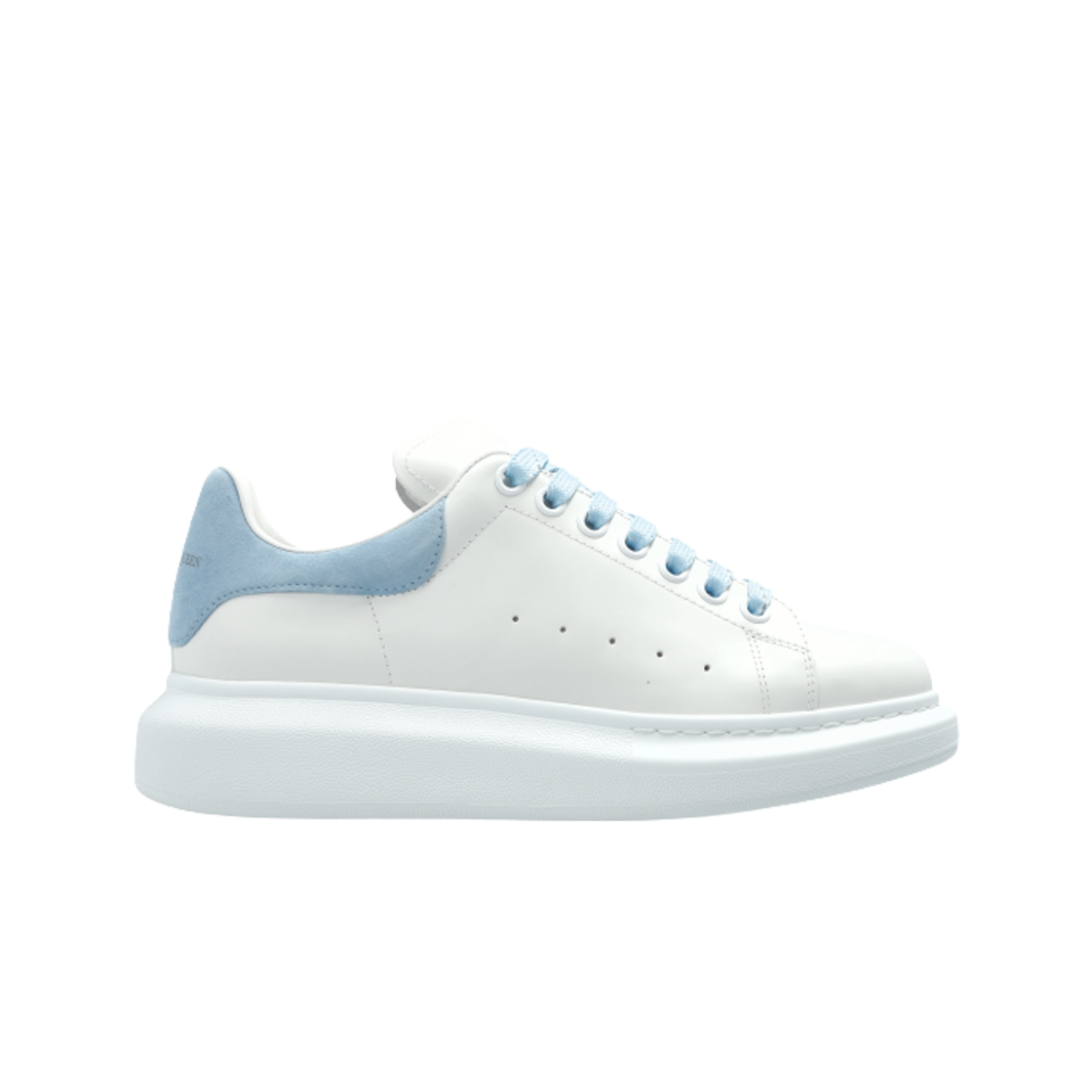 알렉산더 맥퀸 로우탑 레더 스니커즈 화이트 파우더 블루(Alexander McQueen Low Top Leather Sneakers White Powder Blue)