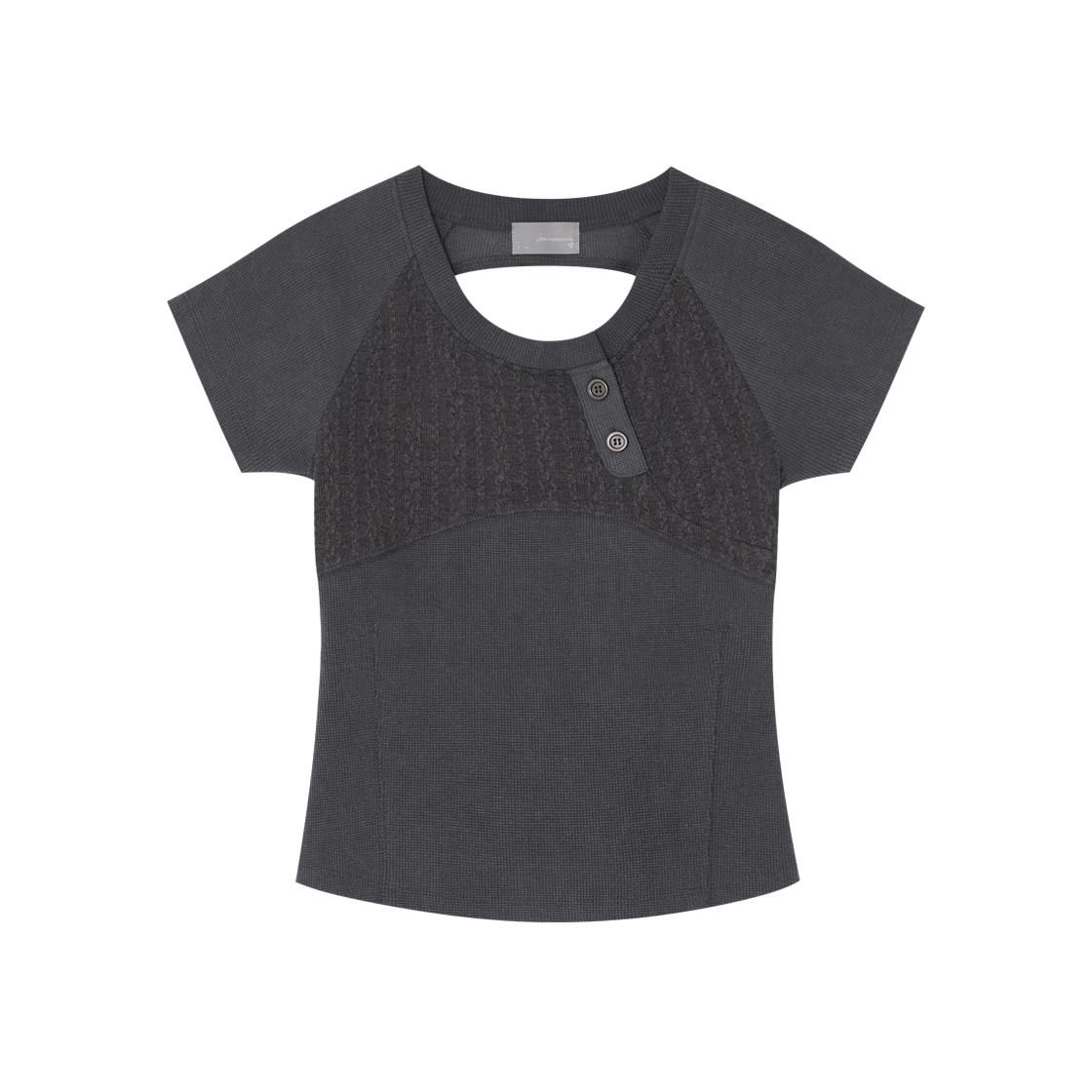 디프런티스 헨리 와플 탑 차콜(DIFFERENTIS Henley Waffle Top Charcoal)