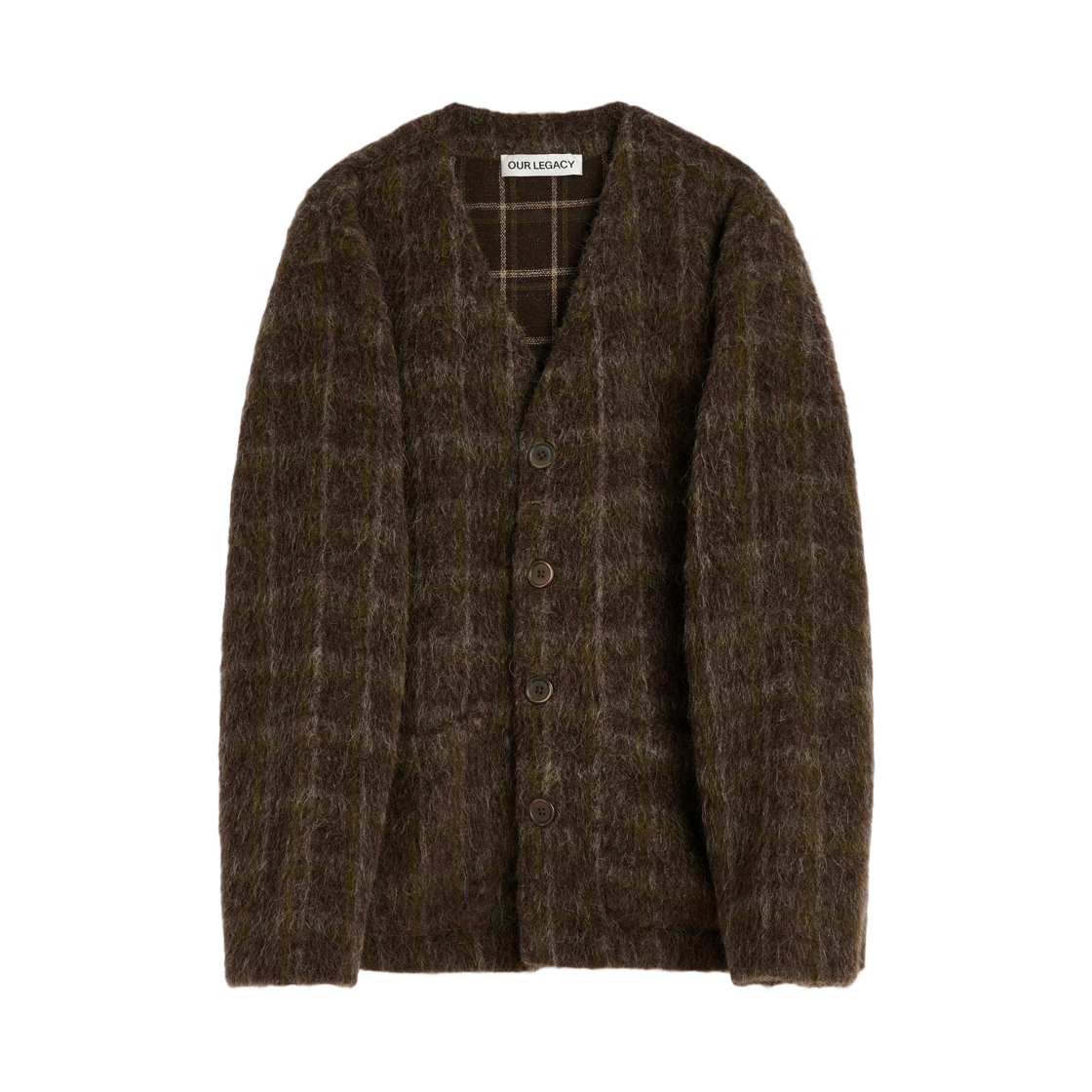 M4256CD Our Legacy Cardigan Dorf Check Hairy Wool