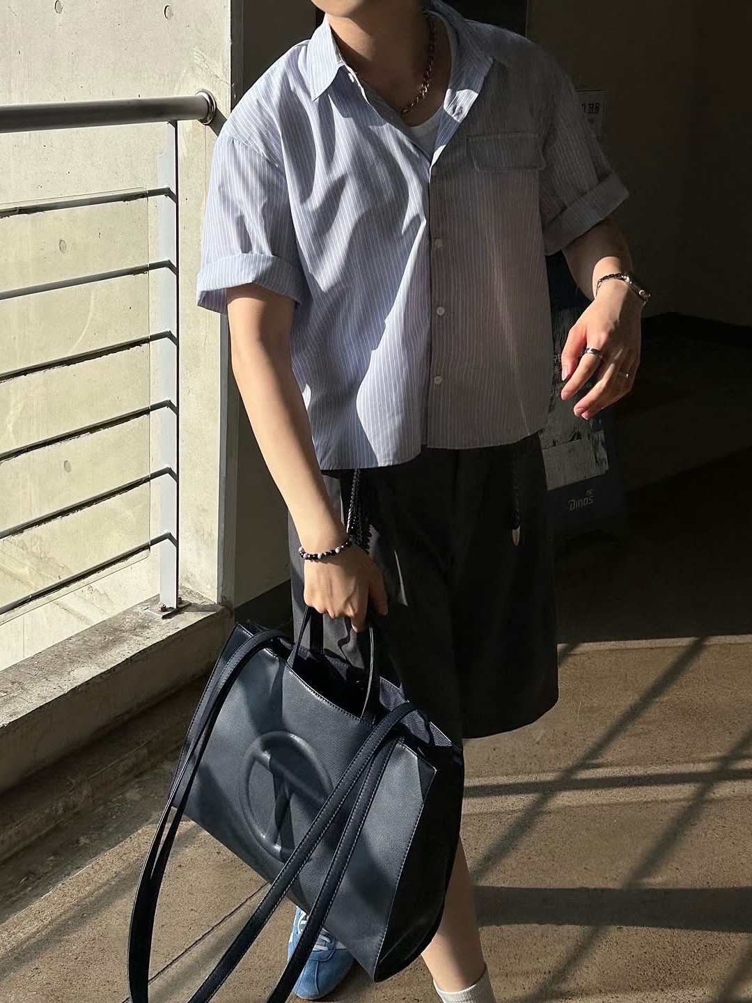 Telfar Medium Shopping Bag Navy, Diesel Dx1509 Stainless Steel Chain Necklace Silver 착용 스타일 - 2