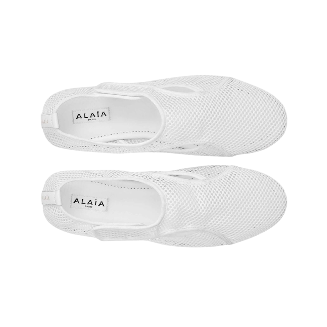 (W) 알라이아 피쉬넷 발레 플랫 옵틱 화이트((W) Alaia Ballet Flats in Fishnet Optic White) - 2