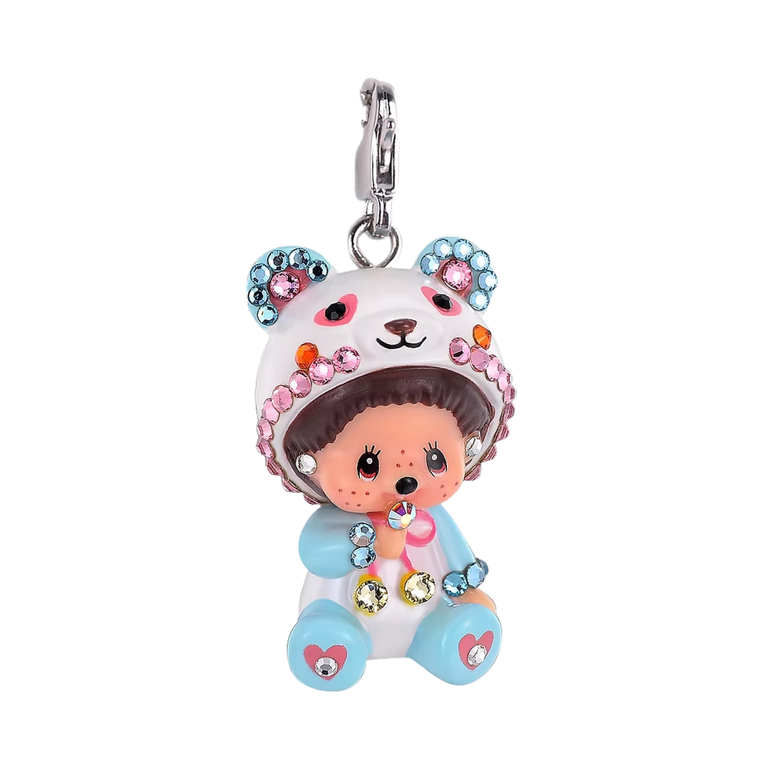 몬치치 판다 몬치치 참 블루 화이트(Monchhichi Panda Monchhichi Charm Blue White)