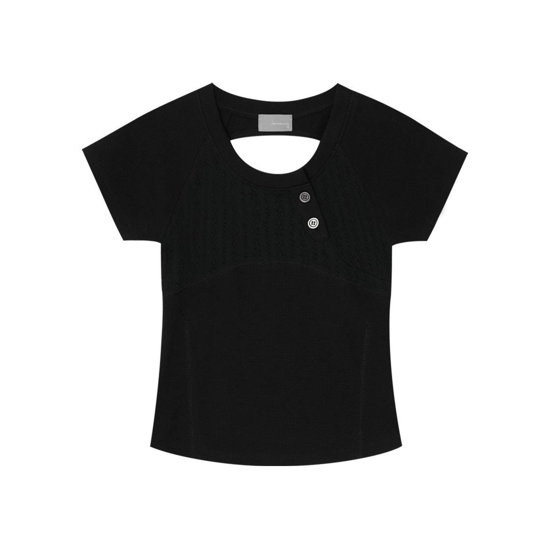 디프런티스 헨리 와플 탑 블랙(DIFFERENTIS Henley Waffle Top Black)