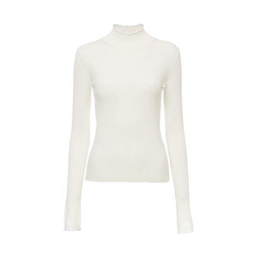 CHC23AMP10664107 (W) Chloe Fitted High Neck Sweater White