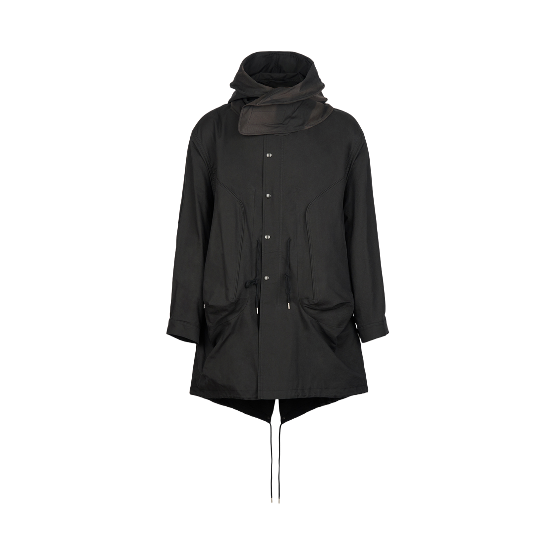 지용 킴 썬 블리치드 피시테일 코트 블랙(Jiyong Kim Sun Bleached Fishtail Coat Black)