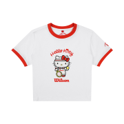 (W) Wilson x Sanrio Characters Hello Kitty Graphic Ringer Crop T-Shirt White