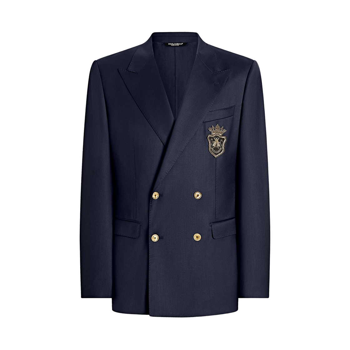 G2TJ8ZFUBFAB4902 Dolce & Gabbana Double Breasted Wool Jacket with Patch Blue
