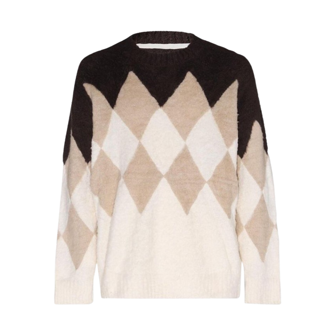23-03013M-601 Sacai Argyle Crewneck Knit Brown Beige