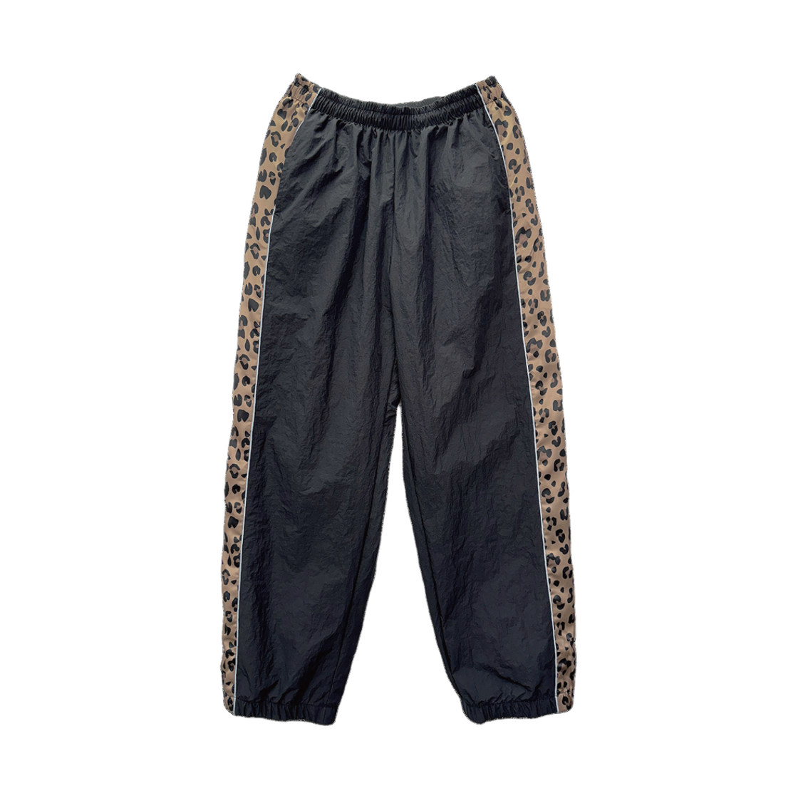km25fw01 Kasual Manual Leopard Track Pants Black