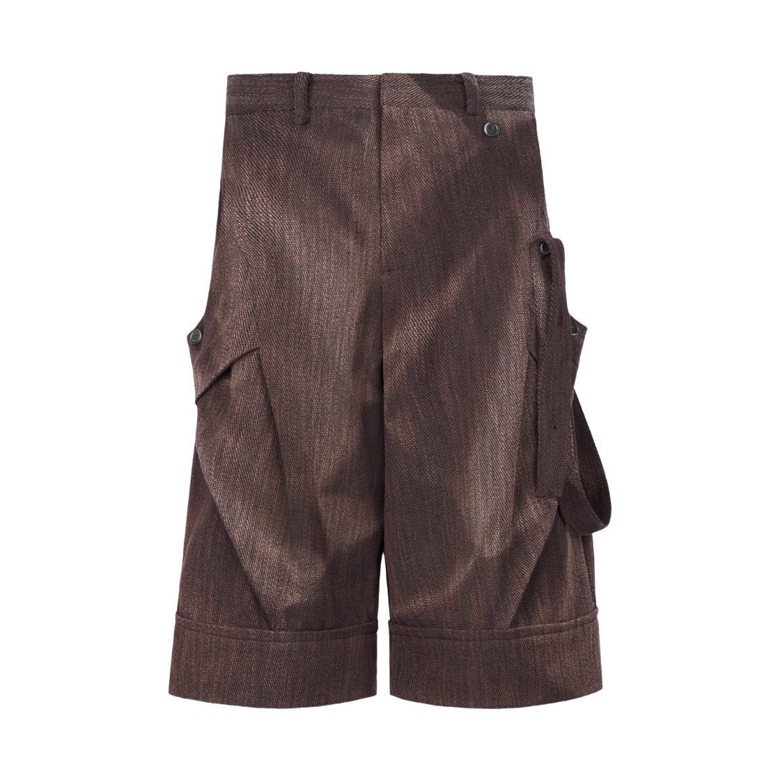 지용 킴 썬 블리치드 레이어드 스트랩 하프 트라우저 브라운(Jiyong Kim Sun Bleached Layered Strap Half Trousers Brown)