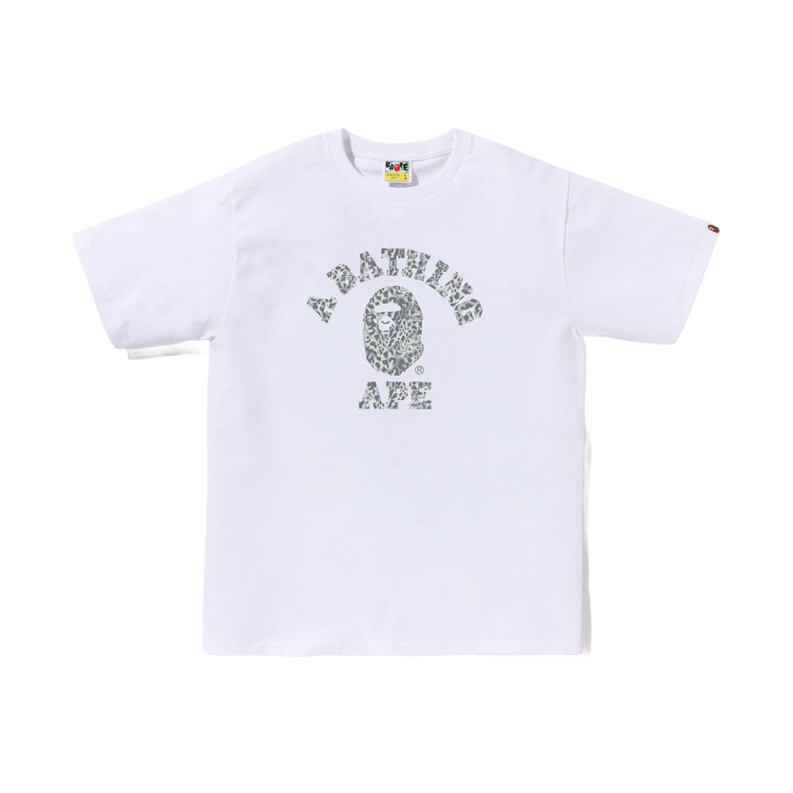 베이프 와일드 레오파드 패턴 컬리지 티셔츠 화이트 그레이(BAPE Wild Leopard Pattern College T-Shirt White Gray) - 1