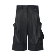 Jiyong Kim Sun Bleached Layered Strap Half Trousers Black