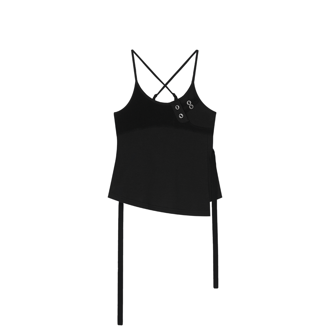 디프런티스 버튼 스트랩 슬리브리스 블랙