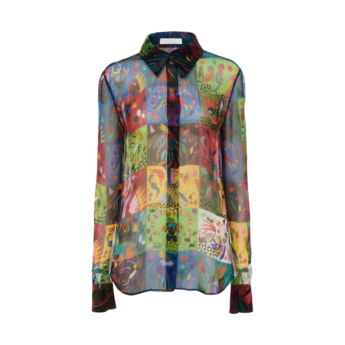 (W) 끌로에 프린티드 실크 셔츠 멀티컬러((W) Chloe Printed Silk Shirt Multicolor)