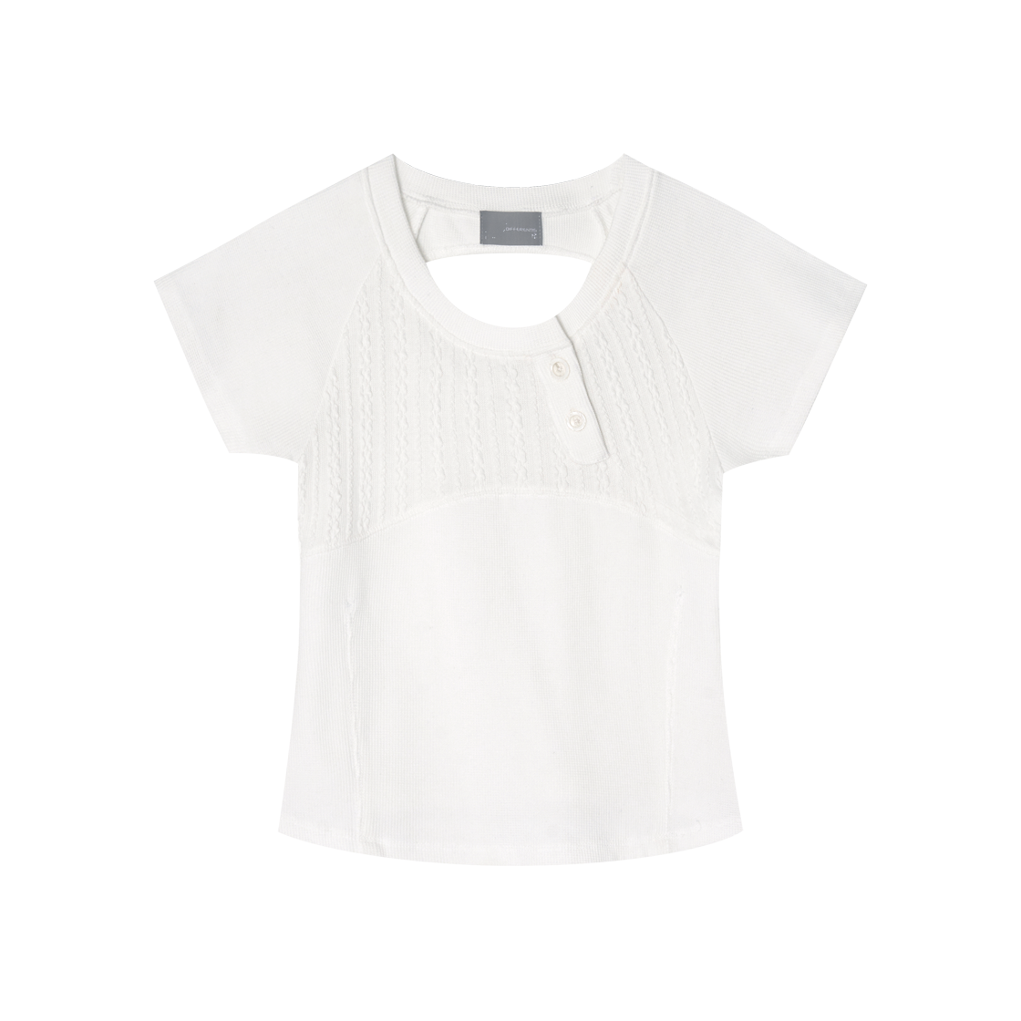 디프런티스 헨리 와플 탑 아이보리(DIFFERENTIS Henley Waffle Top Ivory)
