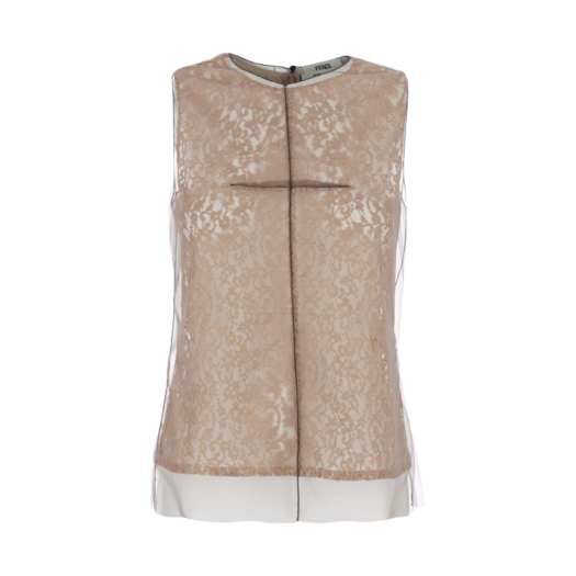 FS8243AUP7F1T47 (W) Fendi Allover Sleeveless Top Beige