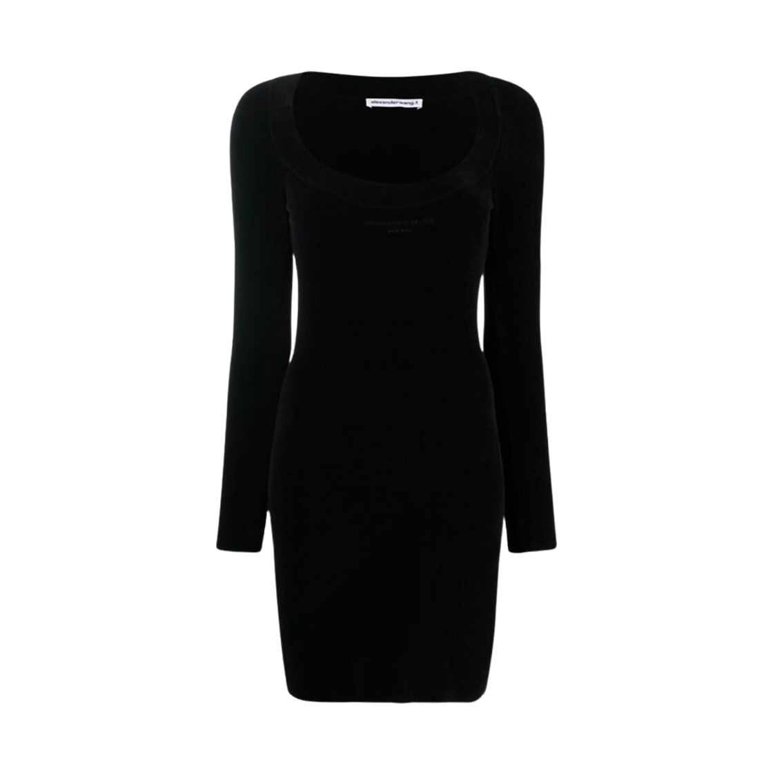 (W) 알렉산더 왕 코튼 블렌드 로고 미니 드레스 블랙((W) Alexander Wang Cotton Blend Logo Mini Dress Black)