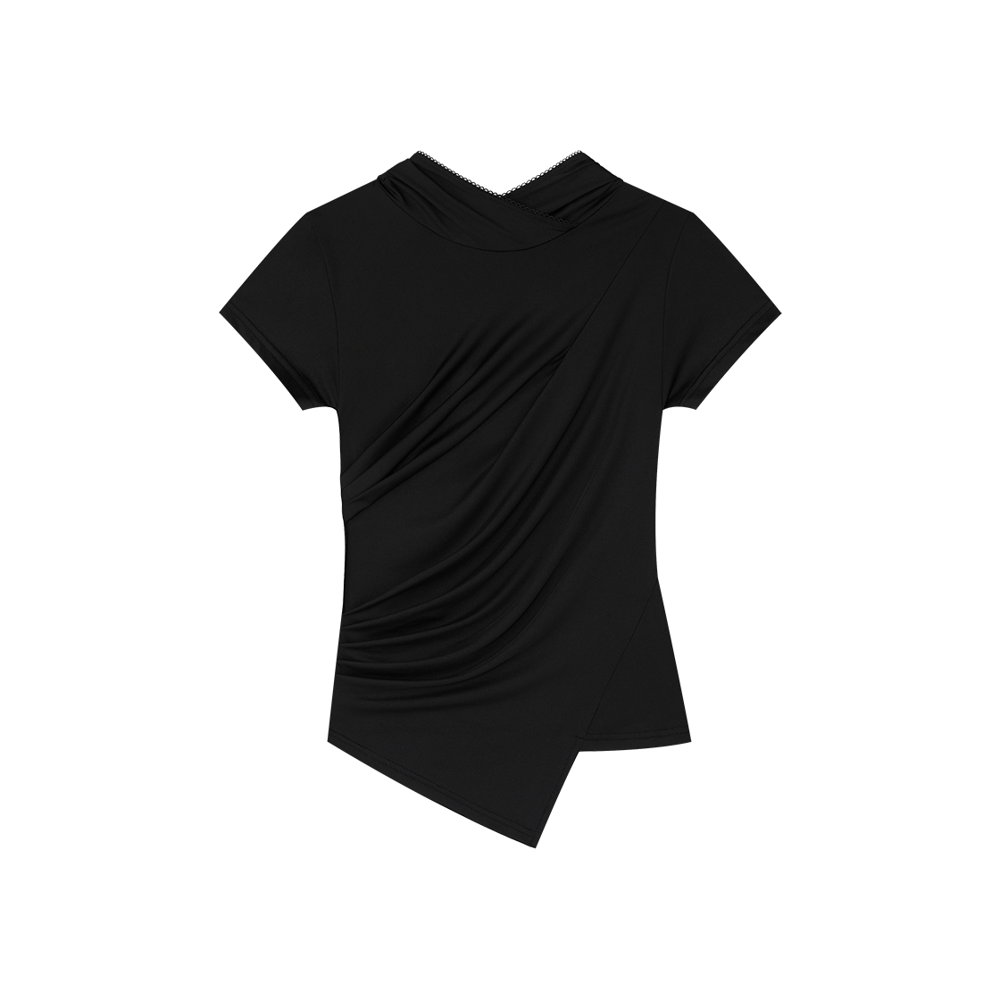 디프런티스 후드 드레이프 탑 블랙