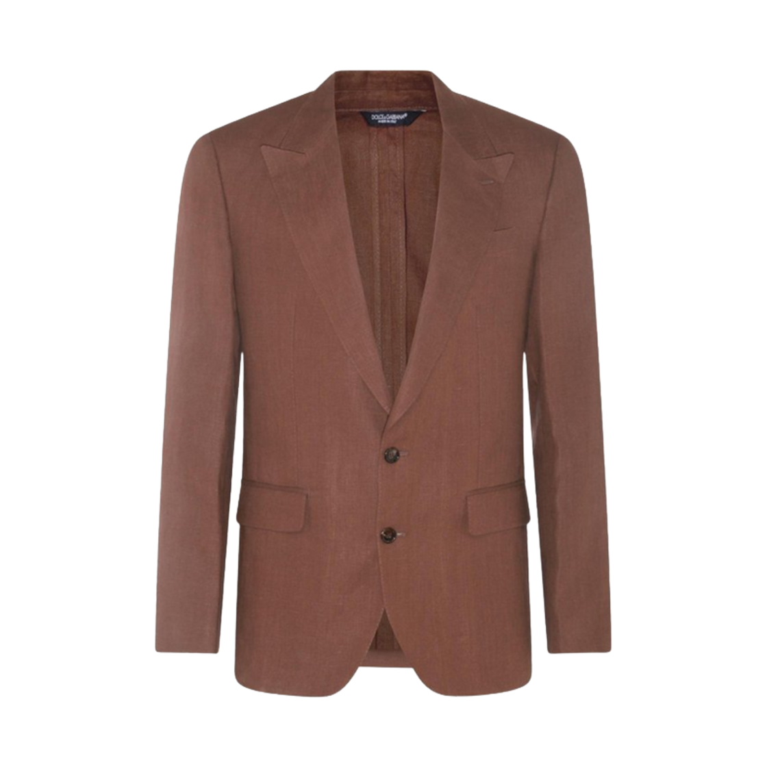 G2QS6TFU4JBM0406 Dolce & Gabbana Single Breasted Linen Jacket Brown