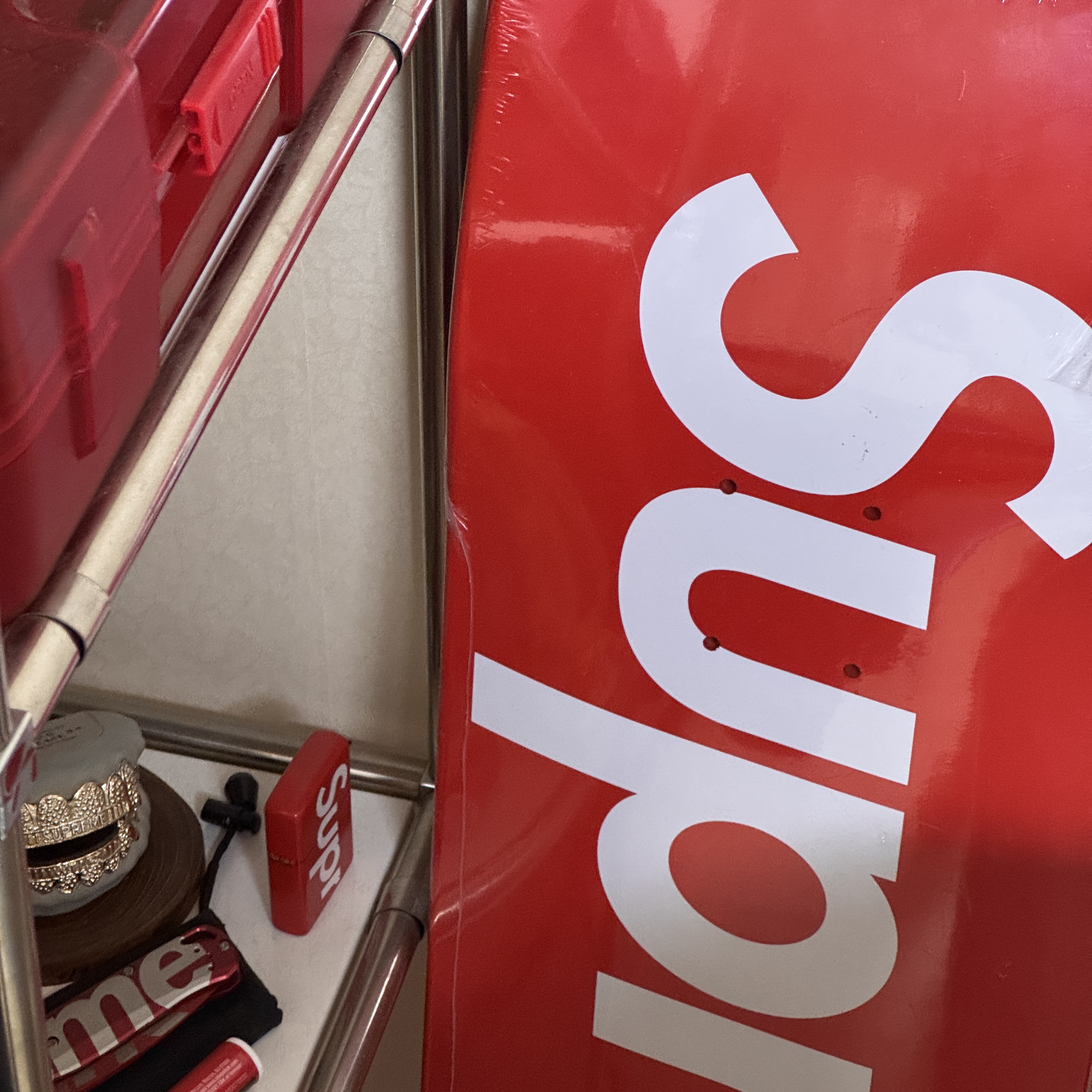 Supreme Uncut Box Logo Skateboard Deck Red - 22SS 착용 스타일 - 2