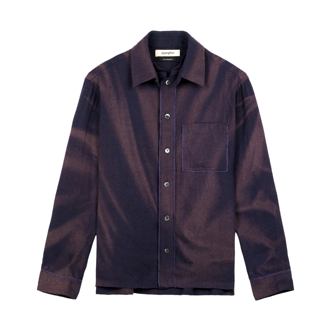 지용 킴 썬 블리치드 디태처블 칼라 셔츠 퍼플(Jiyong Kim Sun Bleached Detachable Collar Shirt Purple)