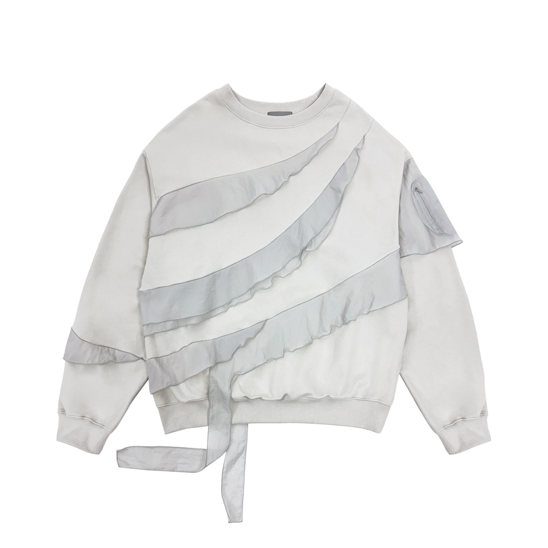디프런티스 시어 러플 스웻셔츠 오트(DIFFERENTIS Sheer Ruffled Sweatshirt Oat)