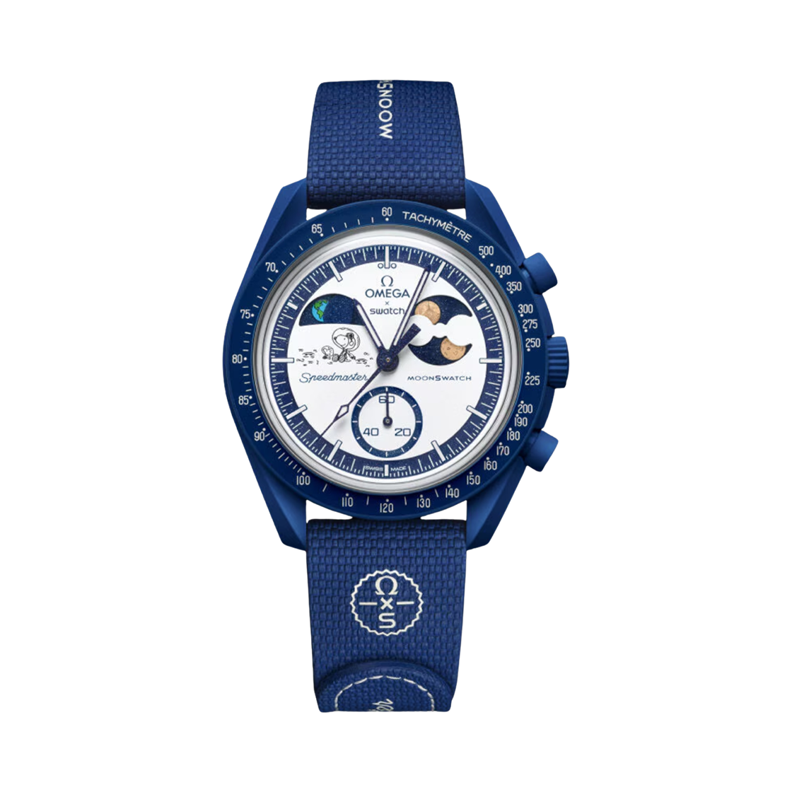 SO33N701L Swatch x Omega x Snoopy Bioceramic Moonswatch August's Mission To Earthphase 42mm Moonshine Gold