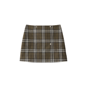 (W) Burberry Check Bonded Wool Trench Mini Skirt Shrub