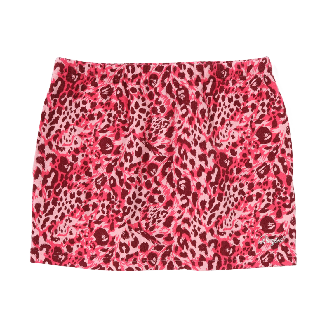 - (W) BAPE Wild Leopard Pattern Sweat Skirt Pink