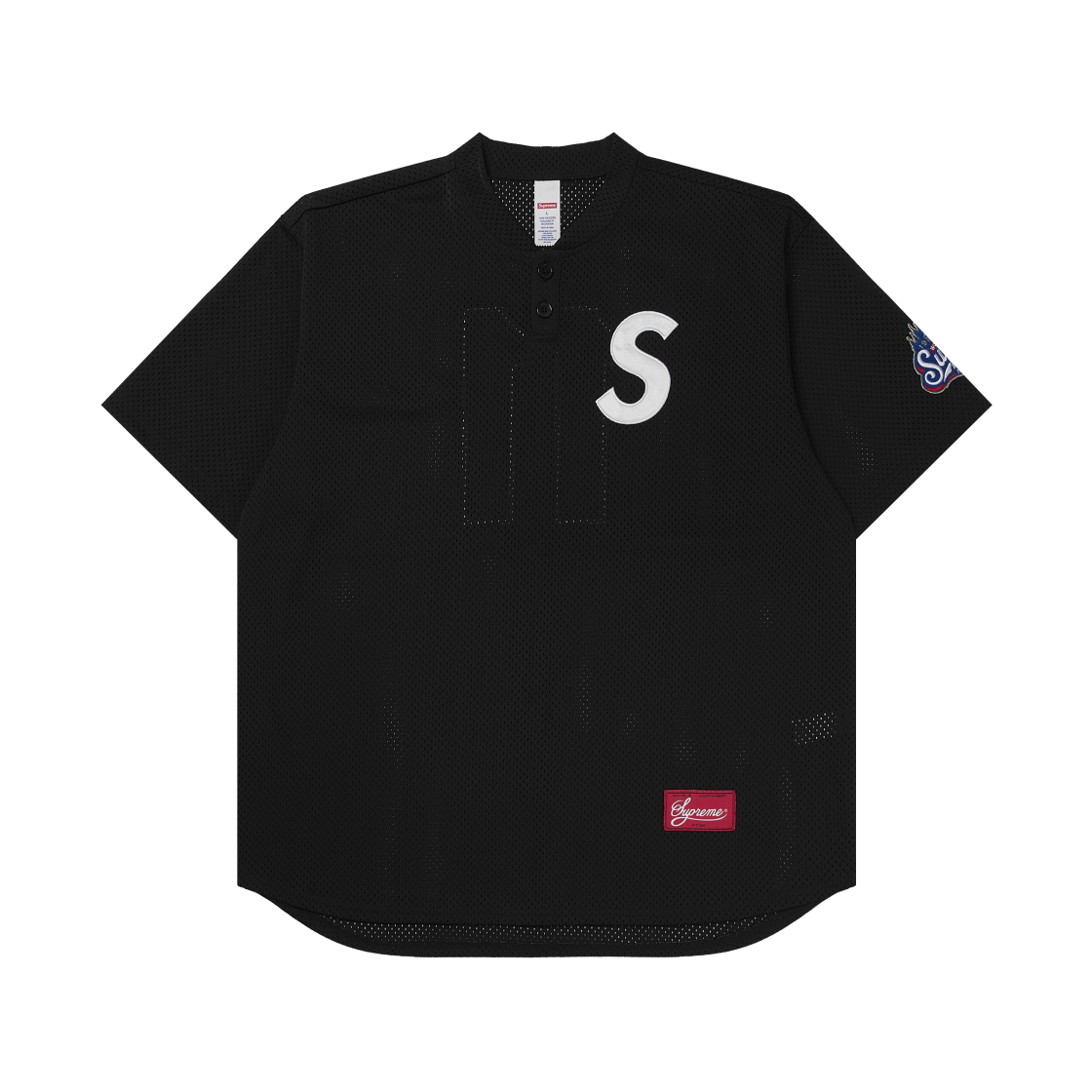 슈프림 S 로고 베이스볼 헨리 블랙 - 25SS(Supreme S Logo Baseball Henley Black - 25SS)