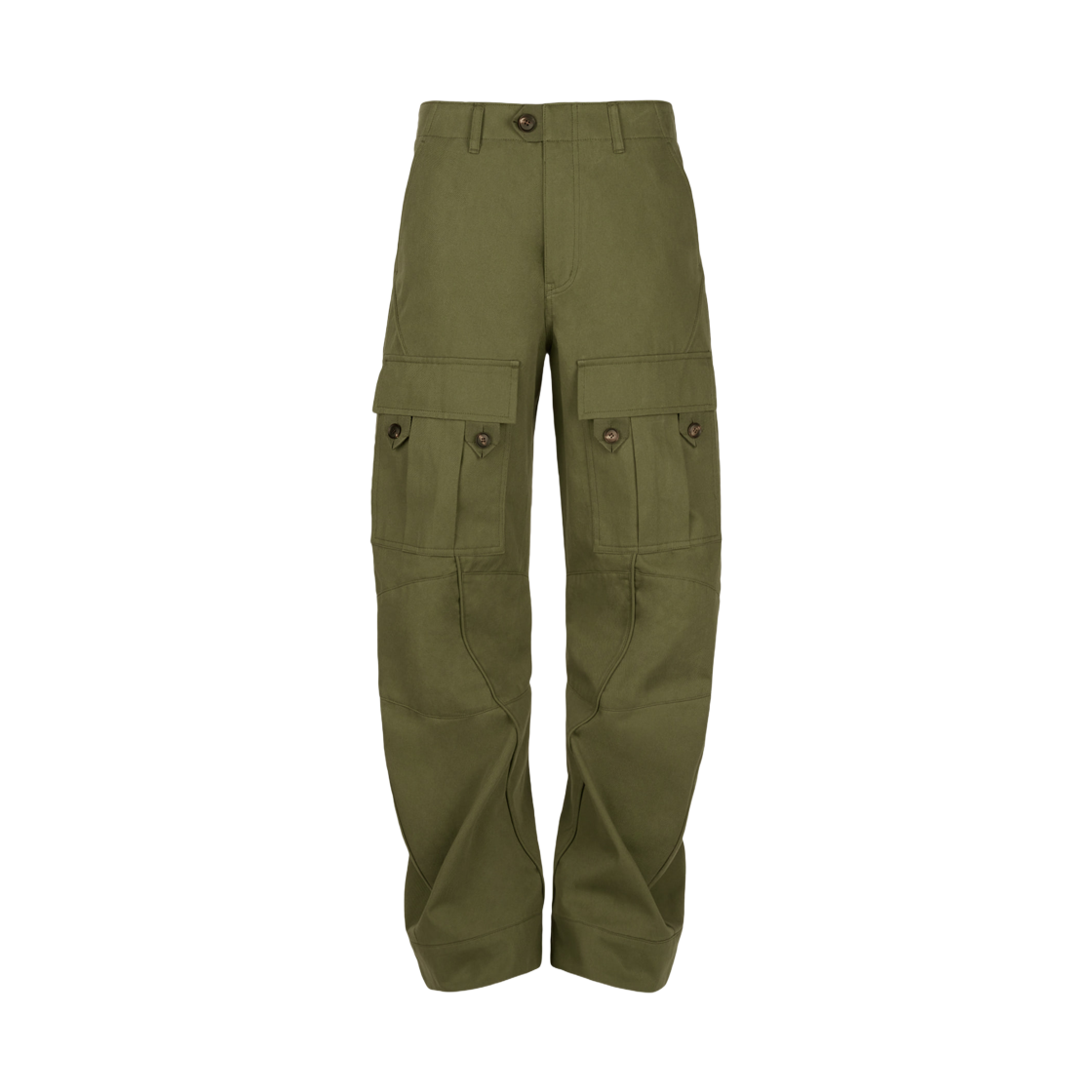 - Jiyong Kim Curved MultiPocket Trousers Green