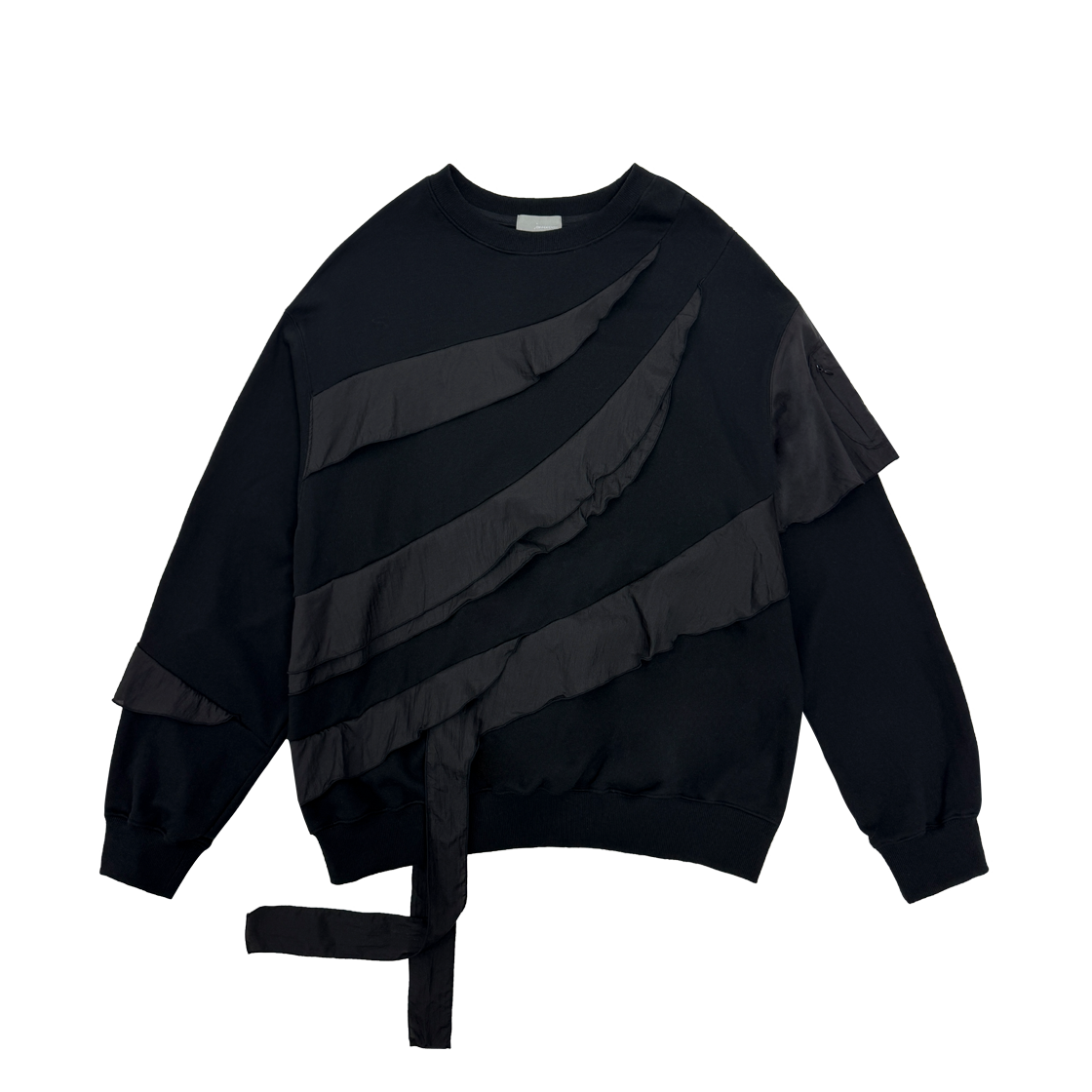 디프런티스 시어 러플 스웻셔츠 블랙(DIFFERENTIS Sheer Ruffled Sweatshirt Black)