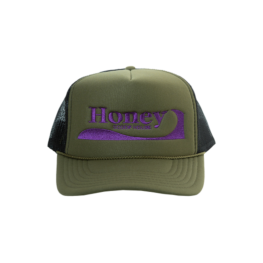 HSH25HW130OLOS Honey Scoop House H.Wave Logo Mesh Trucker Cap Olive