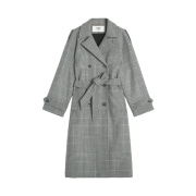 (W) Maison Kitsune Wool Trench Coat Medium Grey Melange