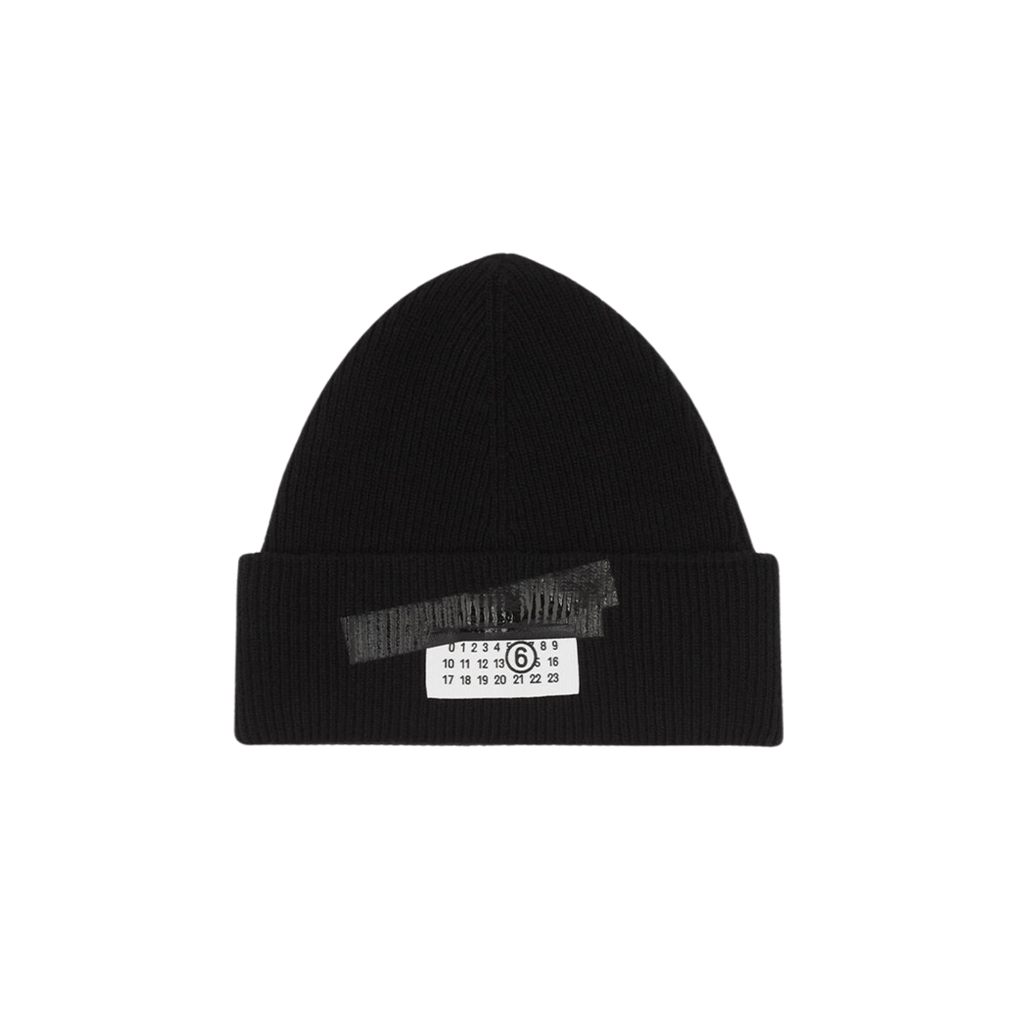 SH2TB0003M13168900S MM6 Maison Margiela Taped Label Wool Beanie Black