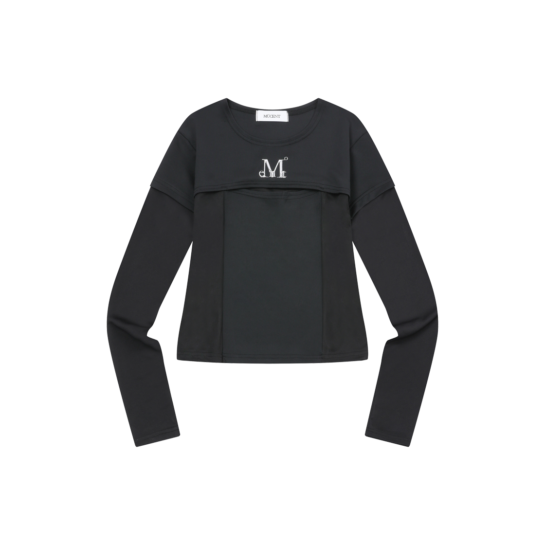 P0000BAP MUCENT Bruno Set Up Metal Logo Cut-out Layered Long Sleeve Black