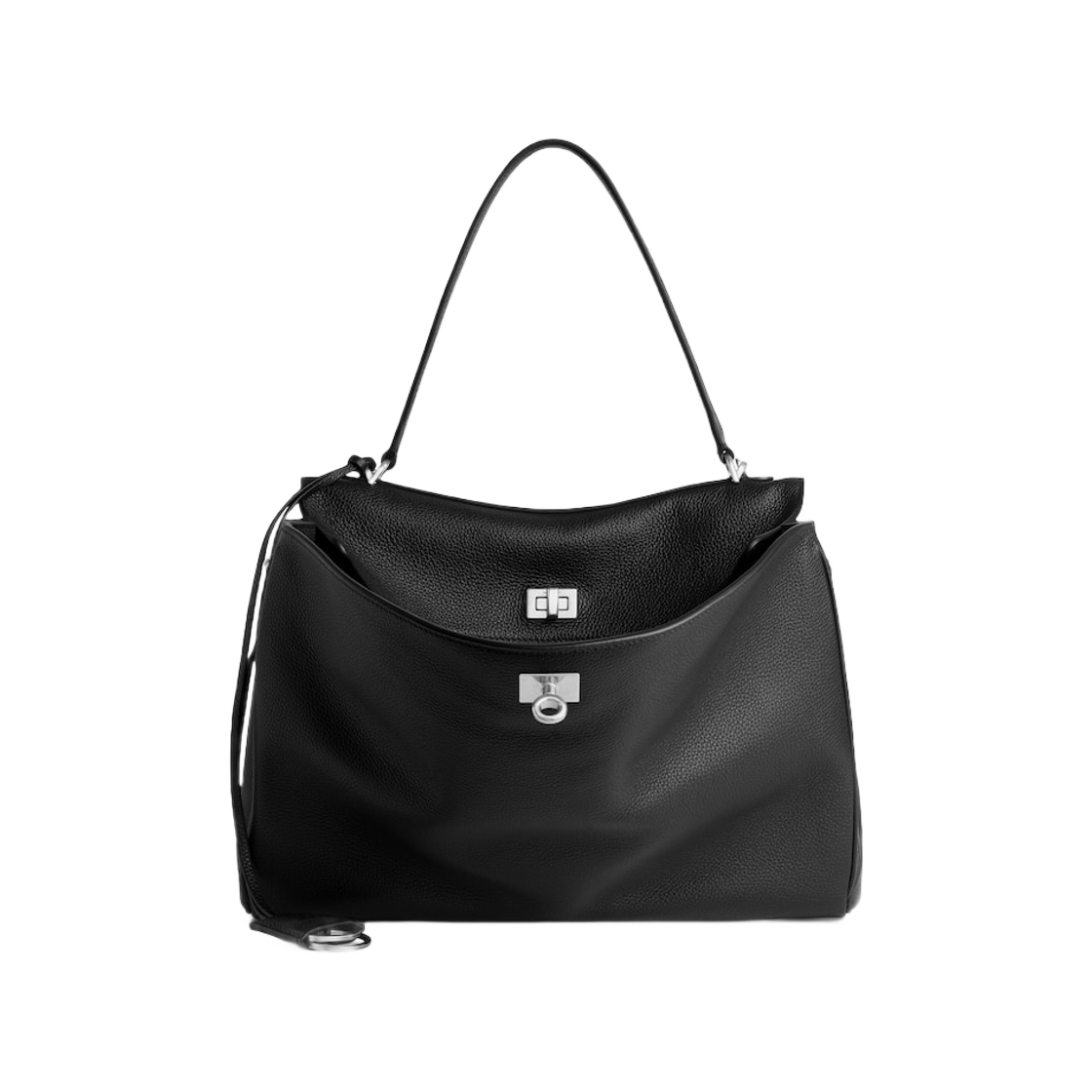 7897722ABV61000 Balenciaga Rodeo Handbag Medium Grained Calfskin Black