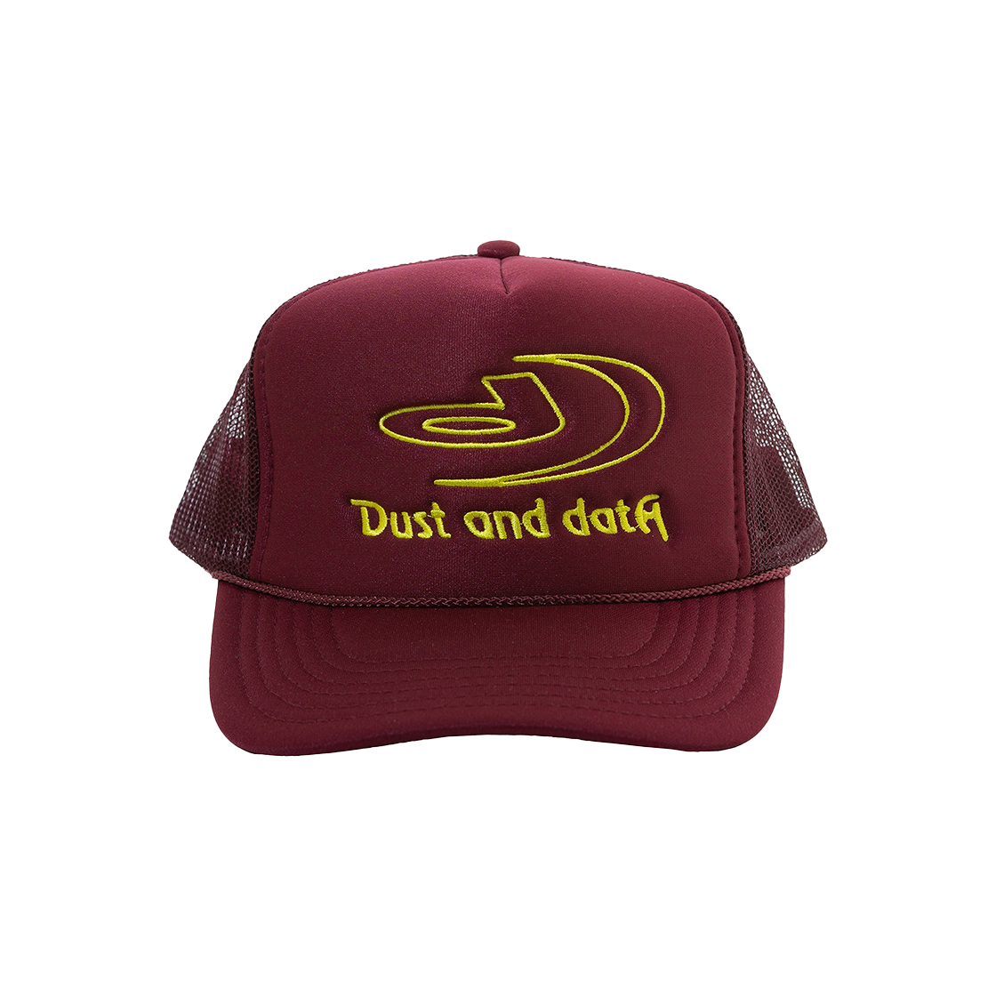 더스트앤데이터 코어 로고 트러커 캡 마룬(Dust and Data Core Logo Trucker Cap Maroon)