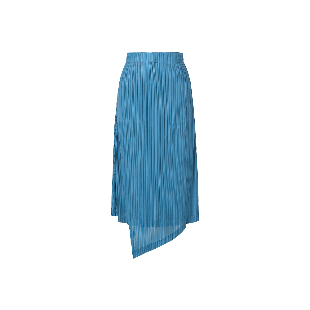 WSK1VBL Monplisse Women Button Two Way Flare Pleats Skirt Blue