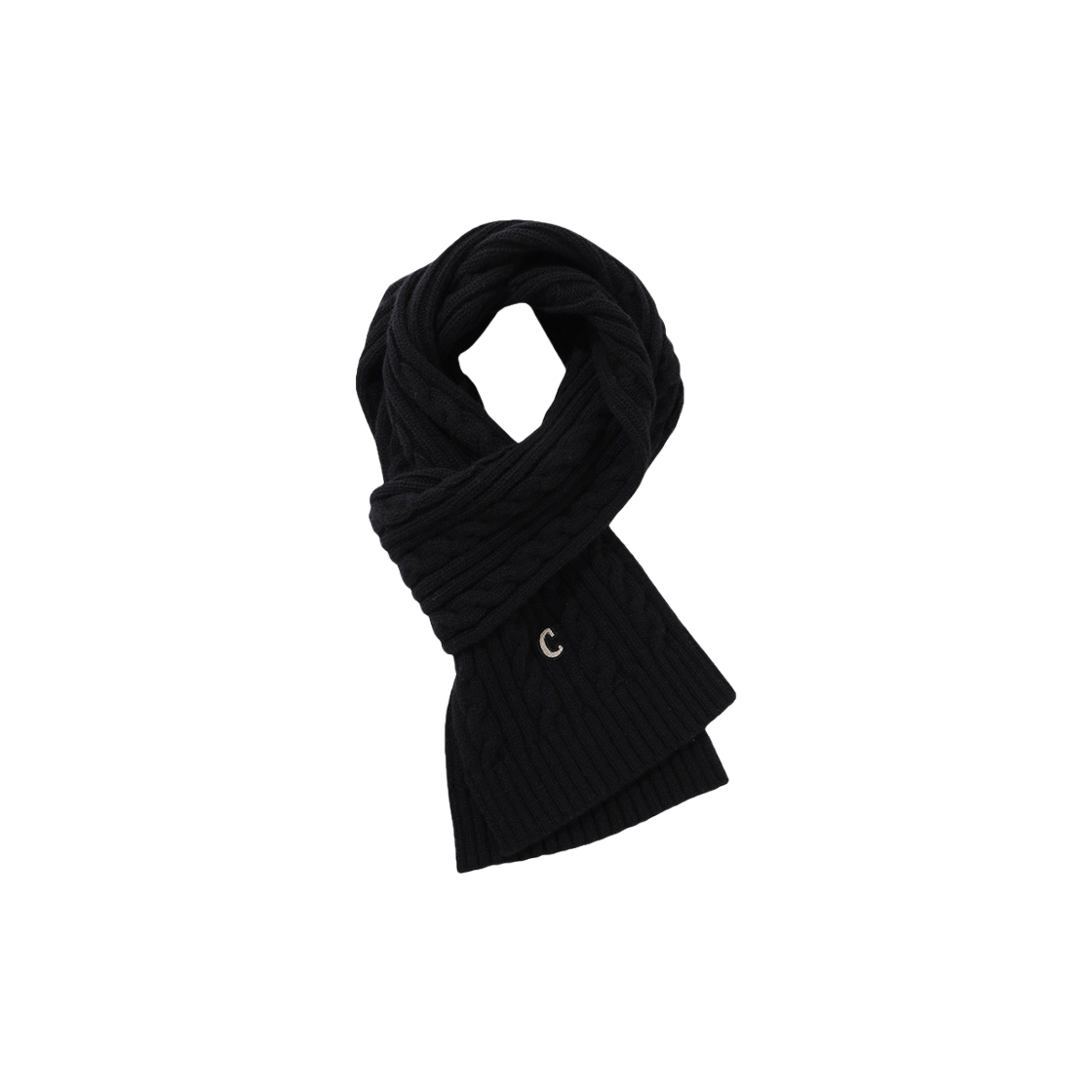 CO2404TC01BK Covernat Authentic C Logo Cable Wool Muffler Black