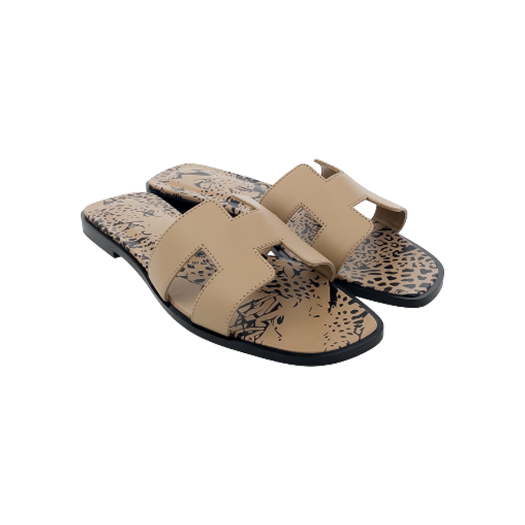 ITPIQJ28M84S Hermes Oran Slippers 37 Grise T/Black
