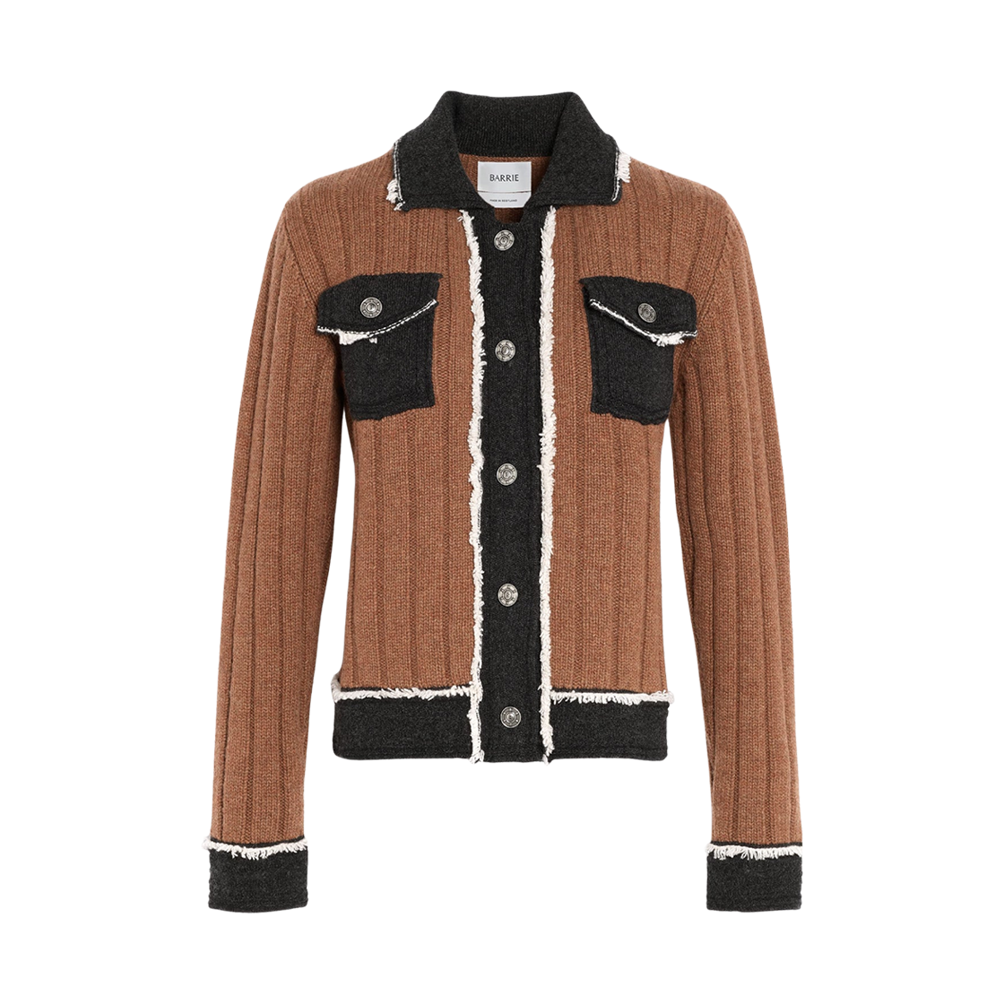 (W) 배리 립드 니트 데님 자켓 브라운((W) Barrie Denim Jacket in Ribbed Knit Brown)