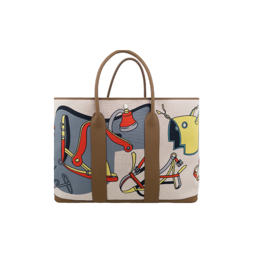 ITHMGH9JP9F7 Hermes Garden Party 49 Alezan/Grismisty/Citron/Ecru/Beige W Engraving