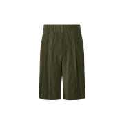 Monplisse Unisex Tuck Point Pleats Shorts Khaki