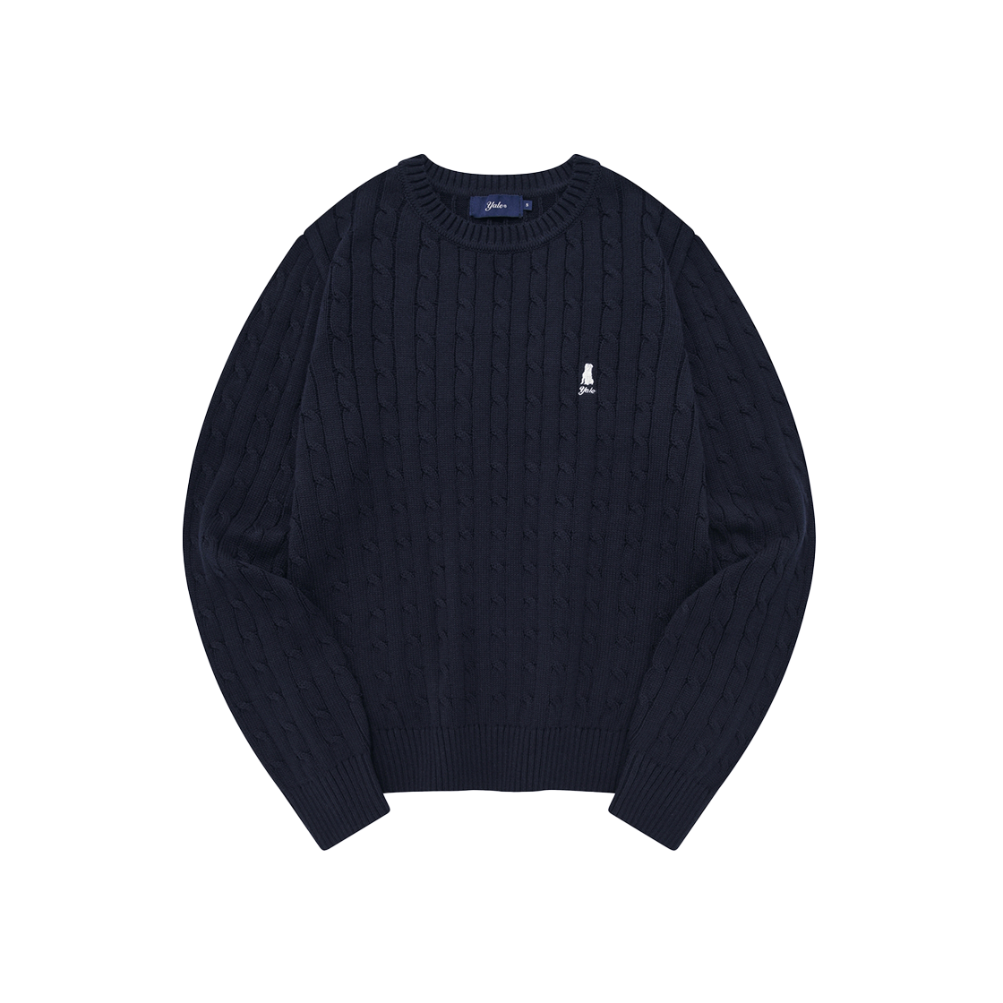예일 우먼즈 케이블 라운드 니트_네이비