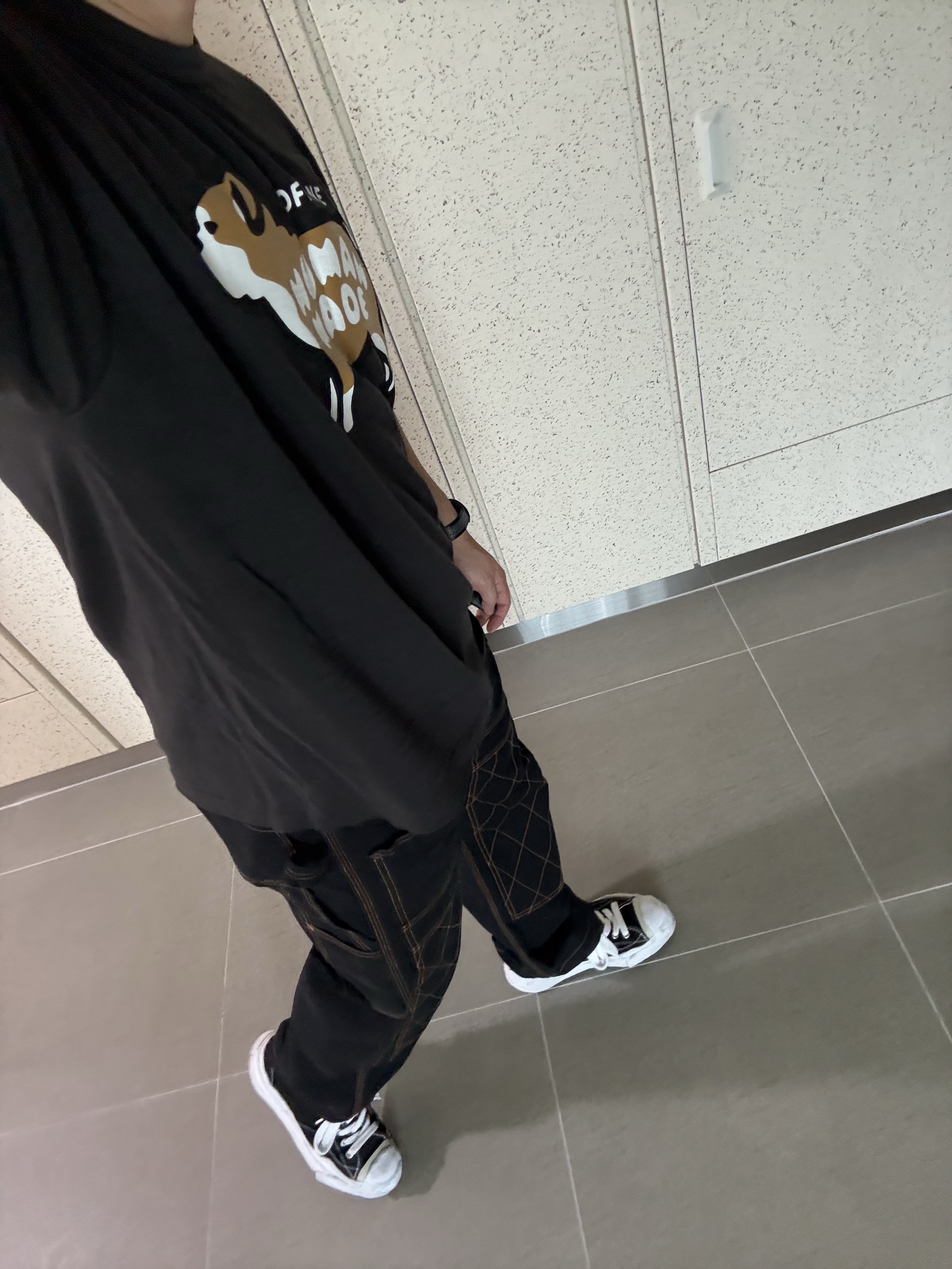 Maison Mihara Yasuhiro Hank OG Sole Canvas Low-top Sneakers Black 착용 스타일 - 3