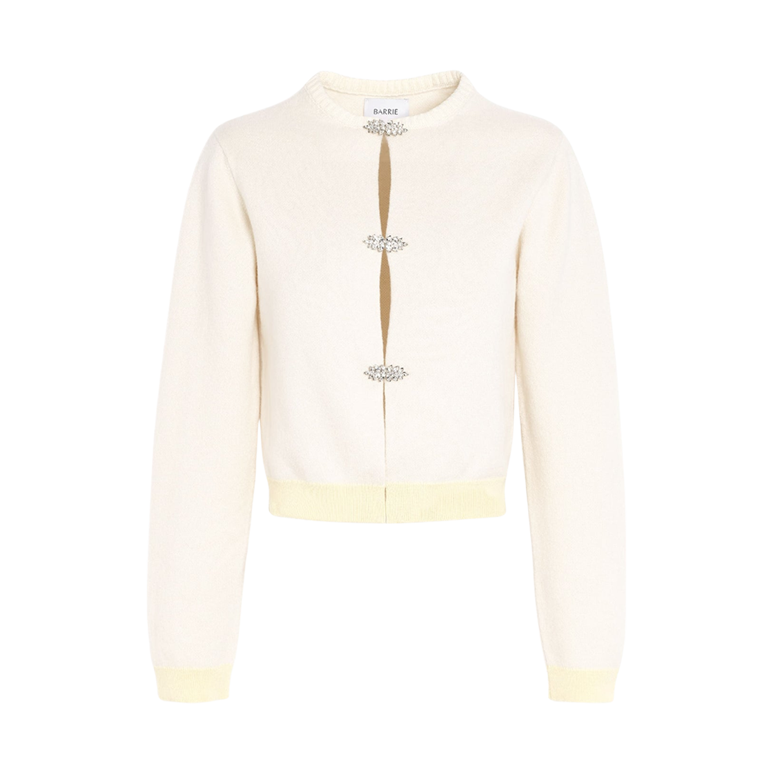 C300244163 (W) Barrie Cashmere Cardigan with Jewelled Details White