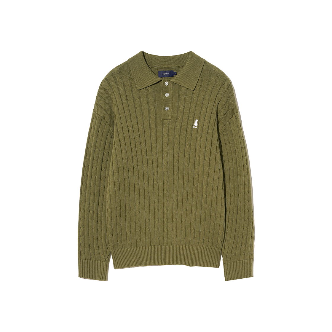 예일 케이블 폴로 니트_카키(Yale Cable Polo Knit Khaki)