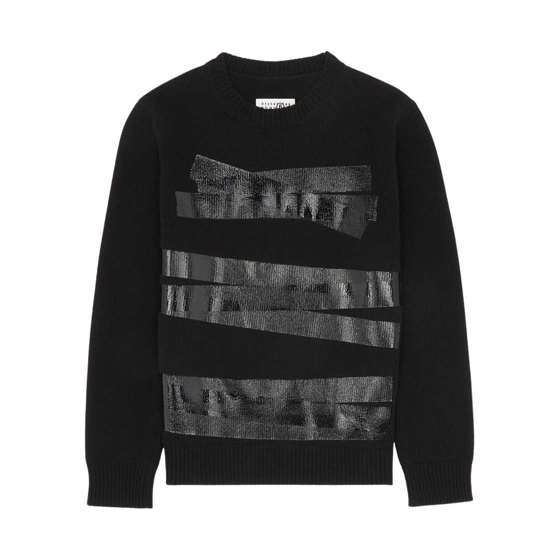 SH2HL0026M13167900S MM6 Maison Margiela Taped Label Wool Jumper Black